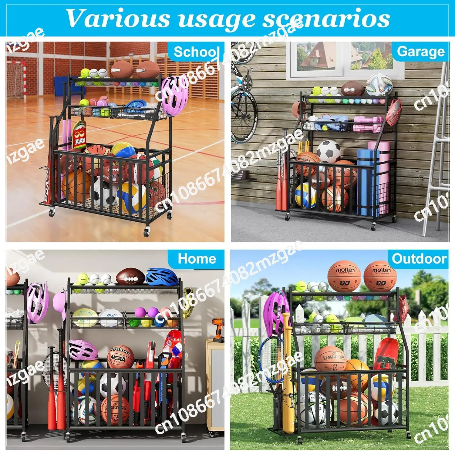 Sports Equipment Bag With Wheels - Tas Penyimpanan Peralatan Olahraga Rak Bola
