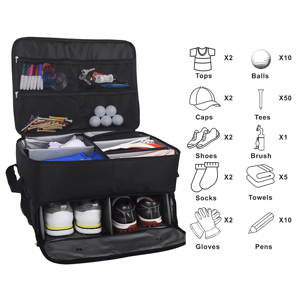 Sports Equipment Box - Organizer Bagasi Golf Oxford dengan Kompartemen