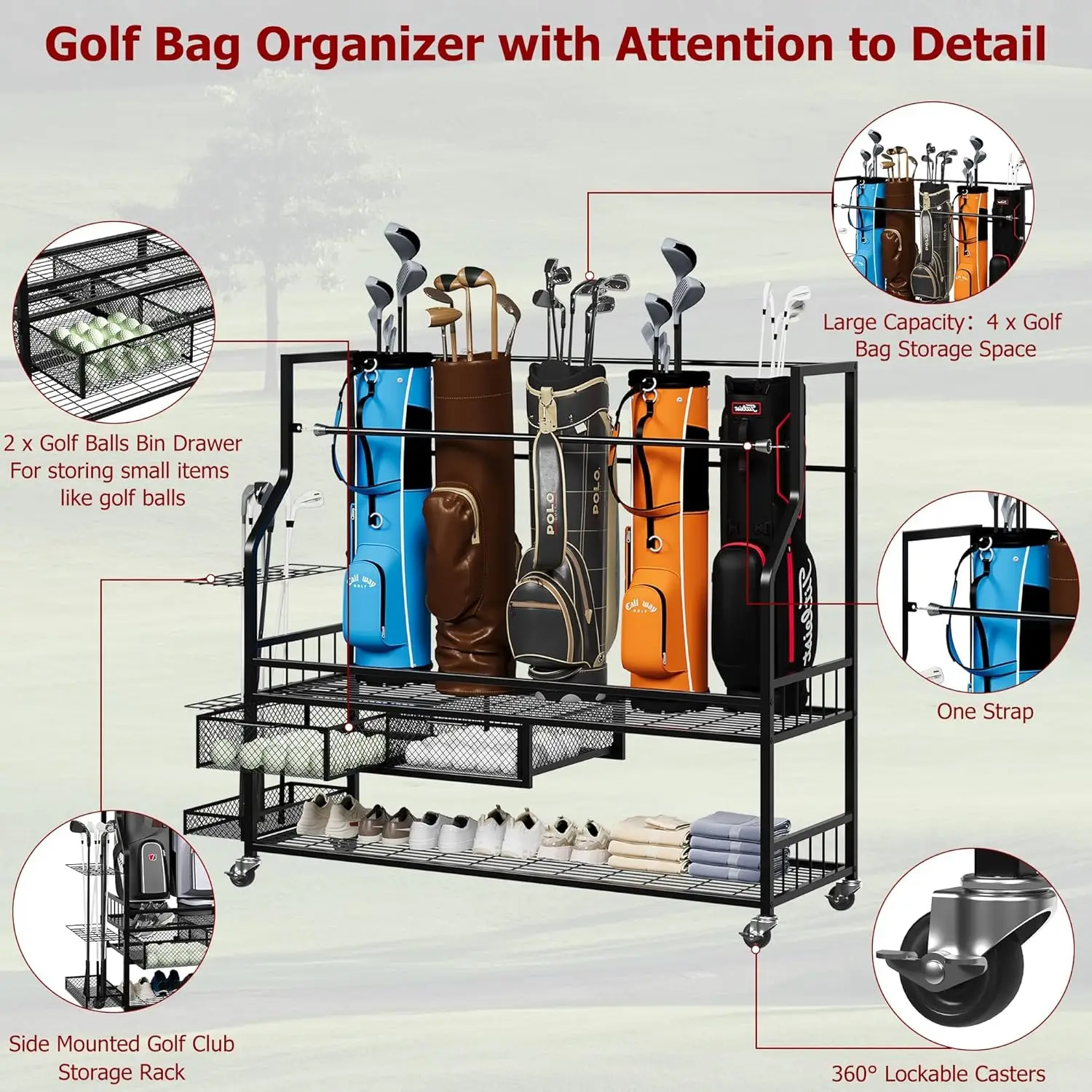 Rak Penyimpanan Tas Golf Multi - Sports Equipment Bag With Wheels ulasan dan harga