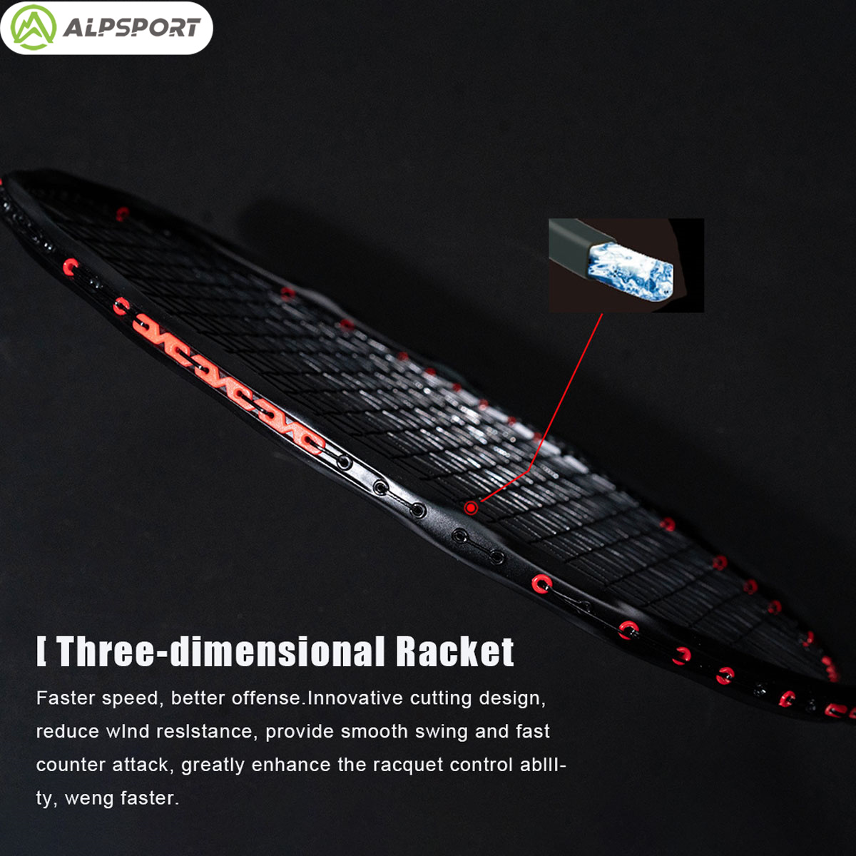 Alpsport MH-V5 5U 75g Bergelom - Badminton Racket Carbon ulasan dan harga