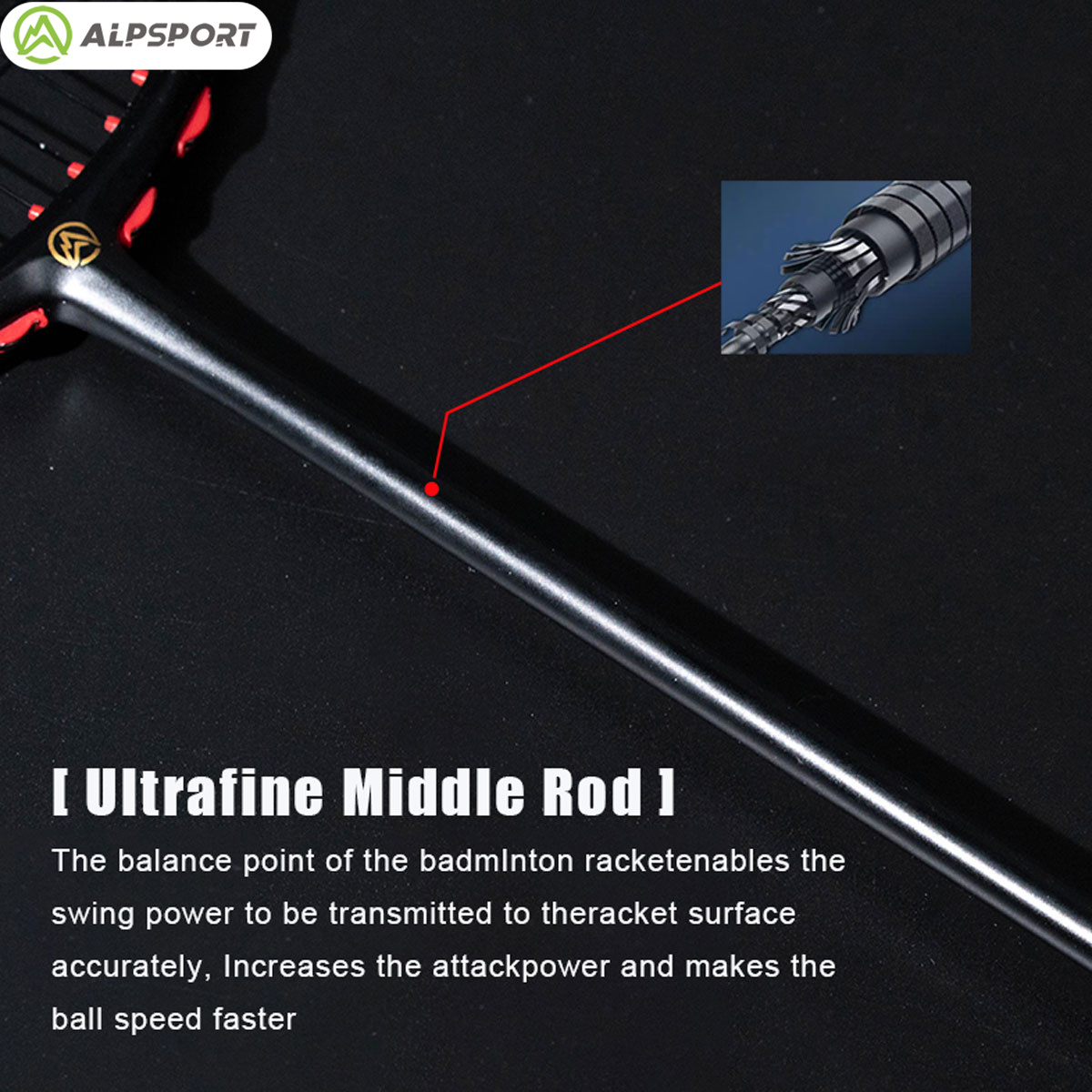 Alpsport MH-V5 5U 75g Bergelom - Badminton Racket Carbon ulasan dan harga
